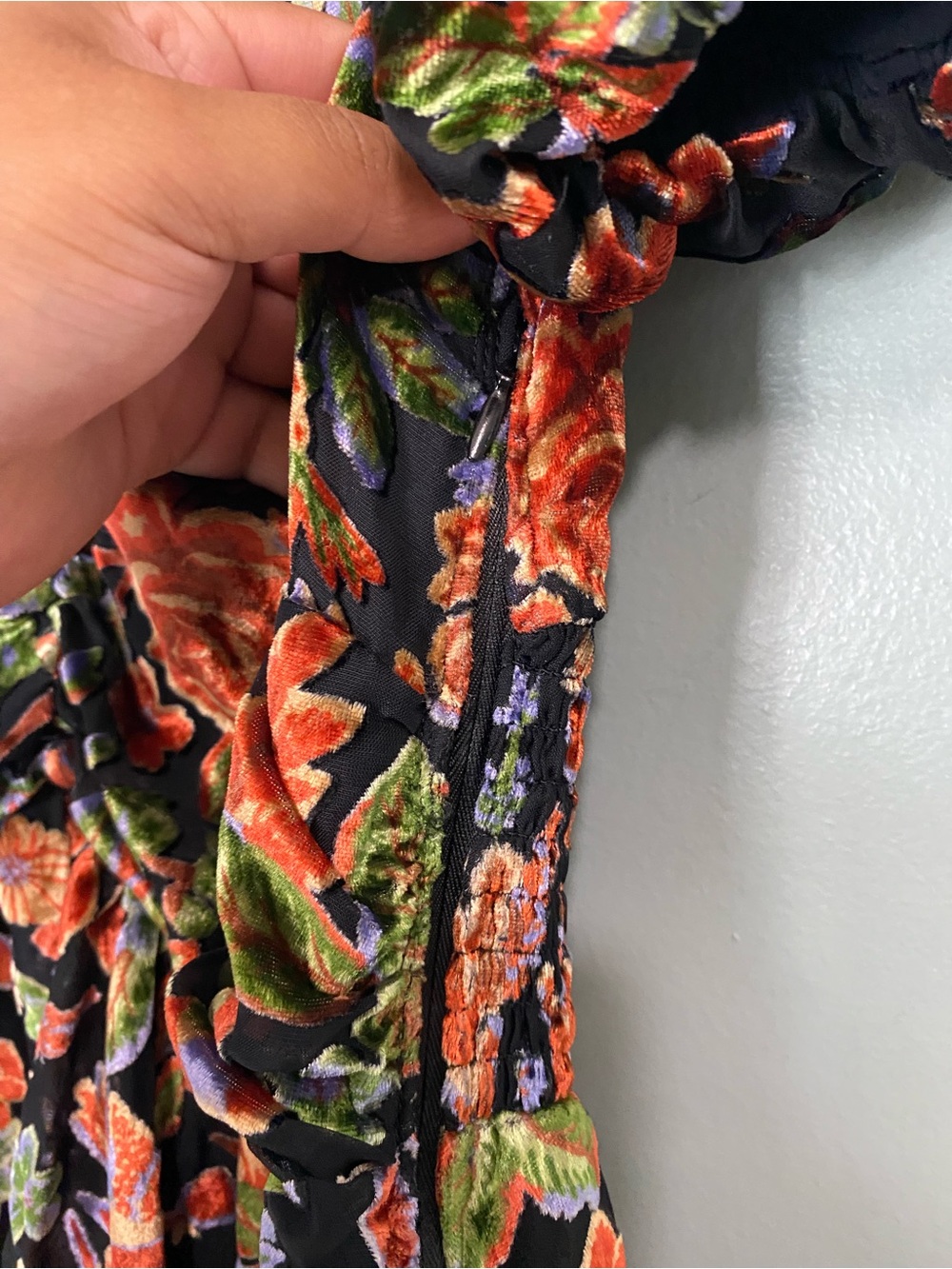 Anthropologie Katerina Velvet Floral Maxi Dress Size 00 Petite - Picture 5 of 7